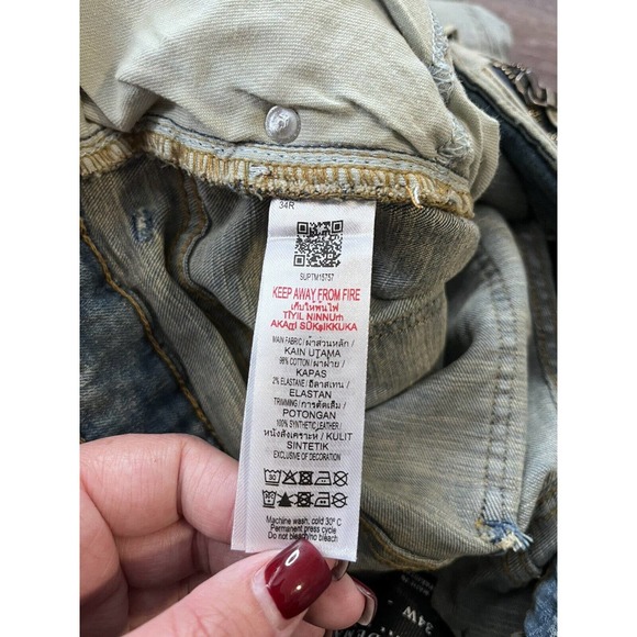 Supply an Demand Mens Jeans Size 34 Light Wash Distressed O5 - Picture 5 of 8